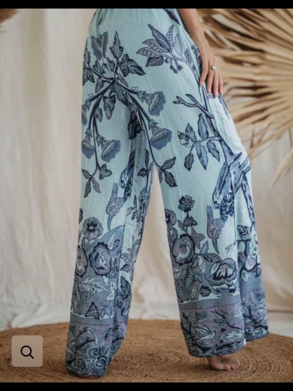 Reversible High-Rise Wide Leg Modal  Floral Pant - Picture 4 of 4